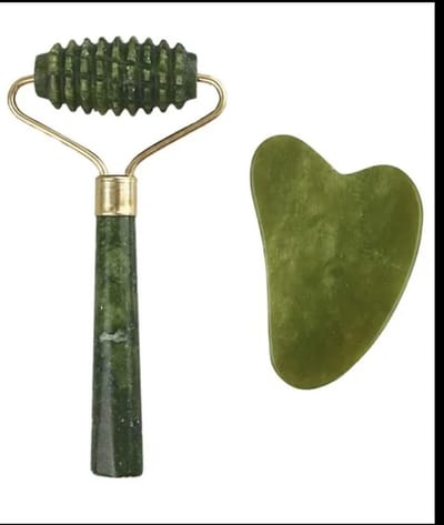 Jade Gua Sha en gezicht punt roller - gezicht massage - huid verjongen - anti-age - doorbloeding 2st