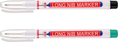 Diepgat marker | Zwart-Groen | Markeerstift | Diepe gaten pen | per 2 stuks | Afteken stift | Timmermanspotlood
