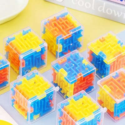 Mini 3D Doolhof Magische Kubus Zeszijdige Transparante Puzzel Speed Cube Rollende Bal Kubussen Doolhof Speelgoed Voor Stressverlichter Speelgoed blue