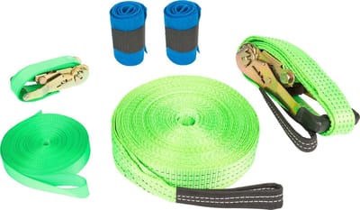 Slackline Set - Balanslijn Speelgoed - Buiten Spelen - Inclusief Hulplijn - Tot 80 kg - Groen