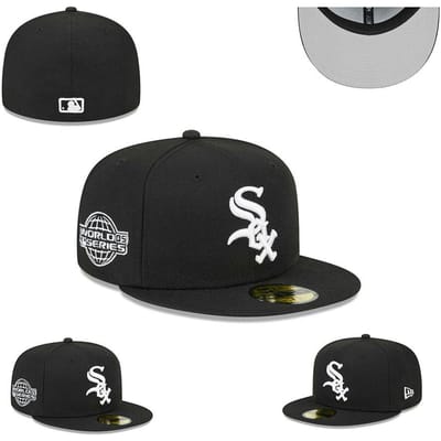 Chicago White Sox maat pet, gesloten hoed, honkbalpet, zonneklep, geborduurde hoed, diverse kleuren 712 gray