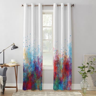 Slaapkamer Keuken Gordijn Abstracte Kleur Verf Raamgordijnen Gordijnen voor Woonkamer Decoratieve Artikelen 135W x 60H(cm) x1 white