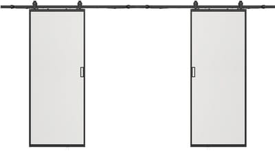 Vente-unique Dubbele schuifdeur met opbouwsysteem - Aluminium en gehard matglas - 2 x H205 x L93 cm - LINCI II