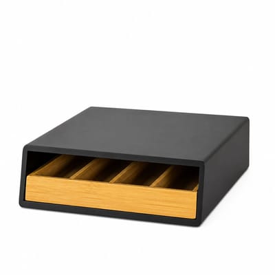 Sello! koffiecups lade – capsule houder – opbergdoos – koffiecup – thee – theezakjes – 30 x 10 x 31 cm – gelakt MDF – zwart – houtlook