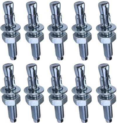 Set van 10 ankerschroeven M10x65 mm - boutanker met lange schroefdraad voor beton en natuursteen