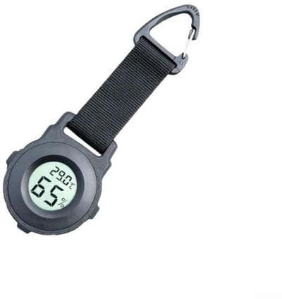 Kunststof thermometer hygrometer - Weermeter clip - Buitenactiviteiten meten - Compact en lichtgewicht - 5.5x6.5cm - Zwart