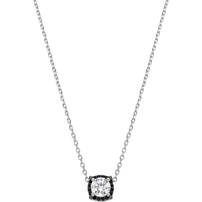 Luxenter Ketting van 925 sterling zilver en zirkonia-onyx met rhodiumafwerking - Lehak