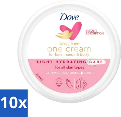 10 x Dove - Body Love - One Cream - Hydraterend en voedend - 250 ml - Hydratatie - Voeding - Huidzorg - Ceramide - Huidbarrière