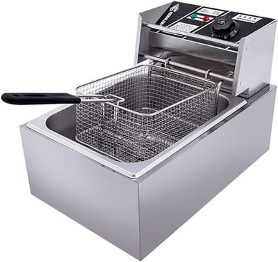 Elektrische Frituurpan - Professionele Friteuse - Commercieel Gebruik - Roestvrij Staal - 10L Tank - Zilver