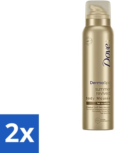 2 x Dove DermaSpa - Zelfbruiner - Tanning Mousse - FAIR - Medium - 150 ml - Zonnebruining Mousse - Dove DermaSpa - Natuurlijke Bruining - Gelijkmatige Bruining - Hydraterende Bruining