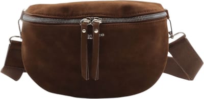 Trendy bumbagg / crossbodytas - Flora & Co - suedelook - bruin