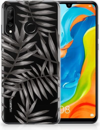 Huawei P30 Lite TPU Case Leaves Grey