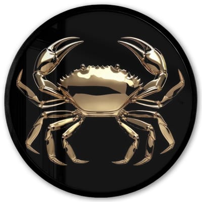 Poster in lijst Rond - Fotolijst 40x40 cm - Posters - Goud - Krab - Dieren - Zwart - Ronde posterlijst zwart - Decoratie - Wanddecoratie woonkamer - Muurdecoratie slaapkamer