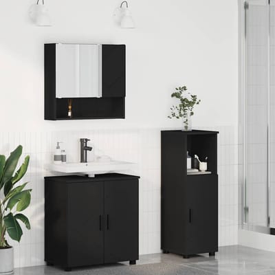 vidaXL - Badkamermeubel - Set - 3 - st - Zwart - 61 - x - 35 - x - 64 - cm