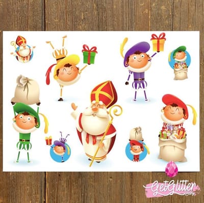 GetGlitterBaby® - Kinder Schoencadeau Plak Tattoos Kind / Tijdelijke Tattoo / Nep Tatoeage voor Kinderen - Sinterklaas / Piet