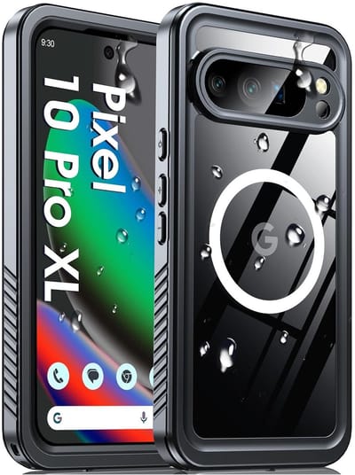 SBG Outdoor Case Waterdicht Hoesje geschikt voor Google Pixel 10 Pro XL | Compatibel met MagSafe / Qi2 | Onderwater tot twee meter | Antislip greep | IP68-gecertificeerd | Transparant/Zwart