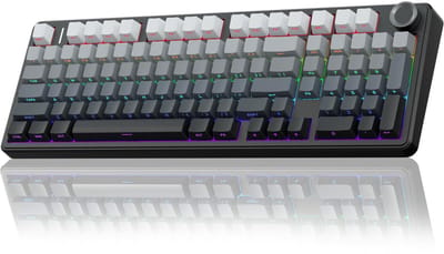 AULA F99 Pro Draadloos Mechanisch Toetsenbord met Knop - Gasket-Structuur - Driemodus BT5.0/USB-C/2.4GHz - Hot-swapbaar - Romig Geluid - RGB Achterverlichting met PBT Toetsenkappen - Gaming Toetsenbord voor Computer