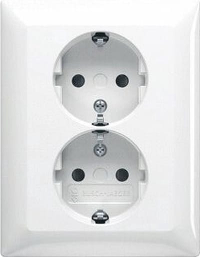 Busch Jaeger Balance 2V wandcontactdoos met randaarde & kinderbeveiliging alpinwit 202 EUJB-914