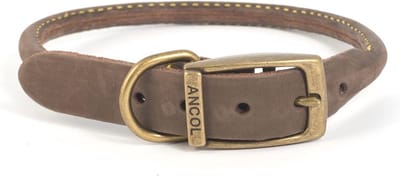 Ronde leren hondenkraag - maat 4 (nekmaat 35-43 cm)