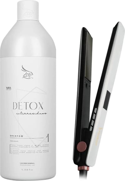 Zap Anti-Residu Detox Shampoo 1L/33,8 fl.oz + Stijltang nano-titanium coating lcd-display - 130 °C tot 230 °C