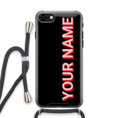 Gepersonaliseerd - Case Company® - Hoesje met koord geschikt voor iPhone 7 hoesje met Koord - Namecase - Telefoonhoesje met Zwart Koord - Extra Bescherming aan alle Kanten en Over de Schermrand