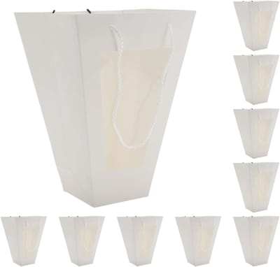 Dailygoods- Boeketzakken 10 Stuks - Geschenkverpakking - Bloemenzakken met Venster - Herbruikbaar - Lichtgewicht - 23 x 11 x 33 cm - Geschenkzakken