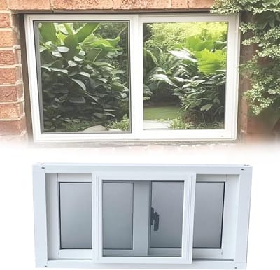 Schuifraam Met Glas - Ventilatieraam - Ruimte Verbeteren - Verduisterend - 8cm Diep - Zwart