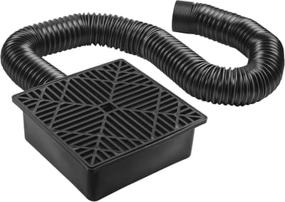 Dakgoot afvoersysteem met verlengbare slang en opvangbak 23 x 23 cm