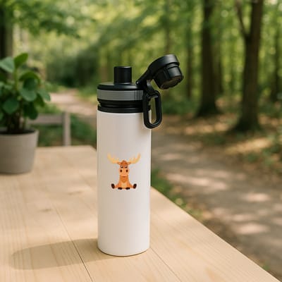 Hacebo® - Rendier waterfles met draaidop grijs - Paarden - Dieren liefhebbers - Eland - kerst - kerstcadeau - water fles - 850ML