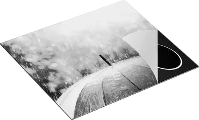 Chefcare Inductie Beschermer Regenboog Paraplu met Regen - Zwart Wit - 60x50 cm - Afdekplaat Inductie - Kookplaat Beschermer - Inductie Mat