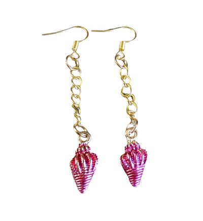2 Love it Schelp GoudFuchsia - Oorbellen - 6 x 1.9 cm - Fuchsia roze - Goudkleurig