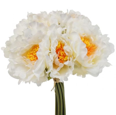 Pioenrozen Kunst Pioenrozen Wit Geel Kunstbloemen 7 Stuks, 7 Stück