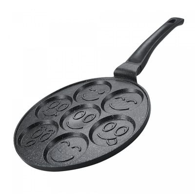 Pannenkoekenpan met 7 Emoji Vormpjes – Marmeren Antiaanbaklaag – Voor Eieren en Omeletten – Geschikt voor Inductie
