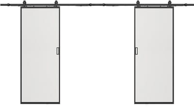 Vente-unique Dubbele schuifdeur met opbouwsysteem - Aluminium en gehard matglas - 2 x H205 x L63 cm - LINCI II