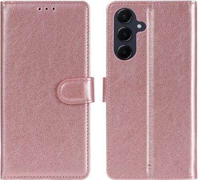 Hoesje Geschikt Voor Samsung Galaxy A37 Hoesje Rose Goud - met Pasjeshouder – bookcase Portemonnee - Walletcase - Portemonneehoes