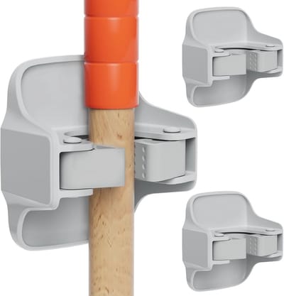 3 Pack Bezem Houder - Wandmontage Mop Grippers met Zelfklevende Anti-Slip Hangers