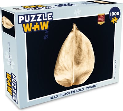 Puzzel Bladeren - Black en gold - Zwart - Goud - Luxe - Legpuzzel - Puzzel 1000 stukjes volwassenen