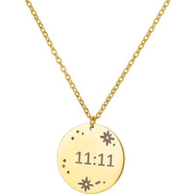 Rectangle Porte-Bonheur Nombre Angélique 11:11 Colliers Pour Femmes Acier Inoxydable 1111 Collier Ras-du-cou Anniversaire Bijoux Cadeau Souhait 45cm beige