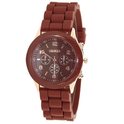 Fako® - Horloge - Geneva - Siliconen Candy - Bruin