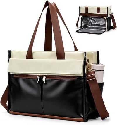 Vrouwelijke Lunchtas met Isolerend Compartment, 15.6 Inch Laptop Bag, Waterdichte Werk- en Schooltas voor Kantoor, Onderwijs en Cadeau