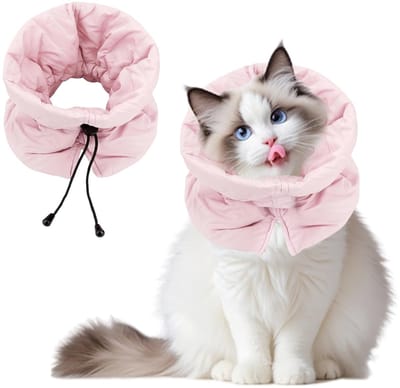 beschermkraag voor katten, verstelbare beschermkraag kattenhalsband, zachte ademende verstelbare beschermkraag, voor honden en kittens, voorkomt het likken van wonden, S (roze)