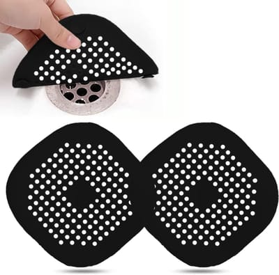 Afvoerzeef- 2 Stuks Afvoerbescherming- Afvoer Protector Filter- Afvoerzeef Siliconen- voor Badkamer- Keuken- Gootsteen（2 Zwart)