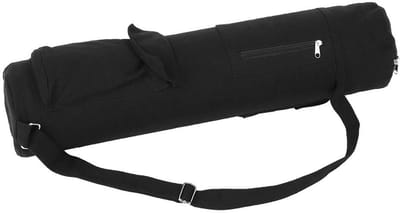 Dailygoods- Yogatas met Verstelbare Schouderbanden - Zwarte Canvas Draagtas - Geschikt voor Alle Maten Matten - Handige Zak voor Waterfles - Ritsvak voor Veiligheid - Sporttas