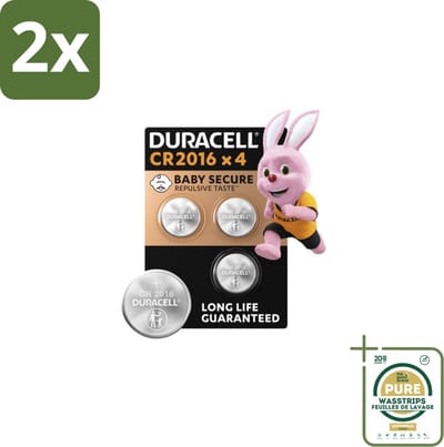 Duracell Knoopcelbatterijen 2016 4 stuks per verpakking - Voordeelverpakking - 2 stuks - Babyveilig - Kindveilig
