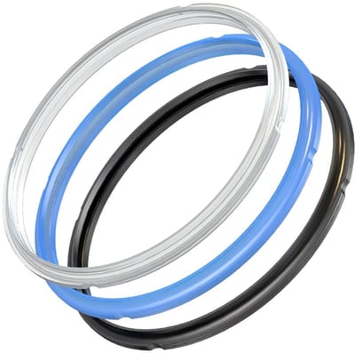 Dailygoods - Elektrische Snelkookpan Afdichting Ring - Siliconen Stoom Ring - 3 Stuks - Zwart Blauw Transparant - Geschikt voor Instant Pot - Voor Div...