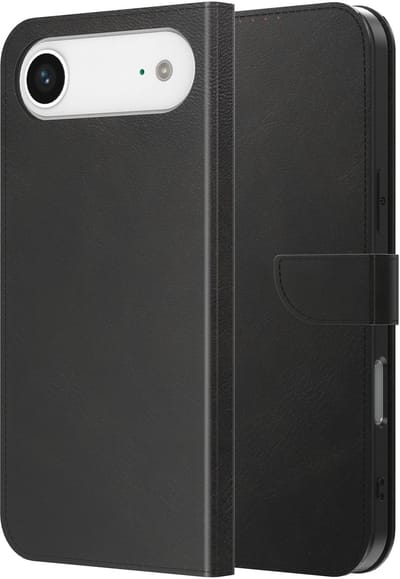 Geschikt voor iPhone 17 Air Telefoonhoesje Kunstleer met Magnetisch lipje en Pasjeshouder Book Case met Klepje - Walletcase with Cardslot - Zwart - Smartphonica geschikt voor iPhone 17 Air