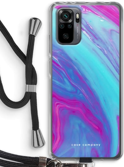 Case Company® - Hoesje met koord geschikt voor Xiaomi Redmi Note 10 Pro hoesje met Koord - Zweverige regenboog - Telefoonhoesje met Zwart Koord - Bescherming aan alle Kanten en Over de Schermrand