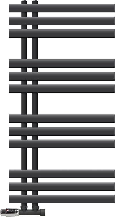 Badkamerradiator middenaansluiting 500x1000 mm antraciet met muuraansluitset LuxeBath