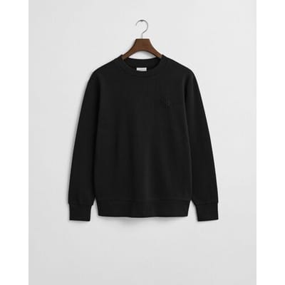 Gant Trui Tonal Shield Crew Neck Sweat Zwart / male