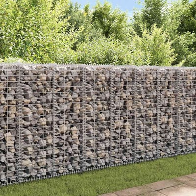 vidaXL - Schanskorfmuur - met - deksels - 20x20x100 - cm - gegalvaniseerd - staal